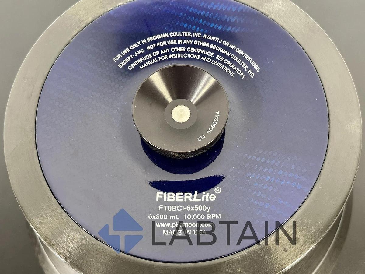 Used Beckman Coulter Fiberlite F10BCI Rotor – 6 × 500 mL – Max 10,000 RPM – P/N 6060844