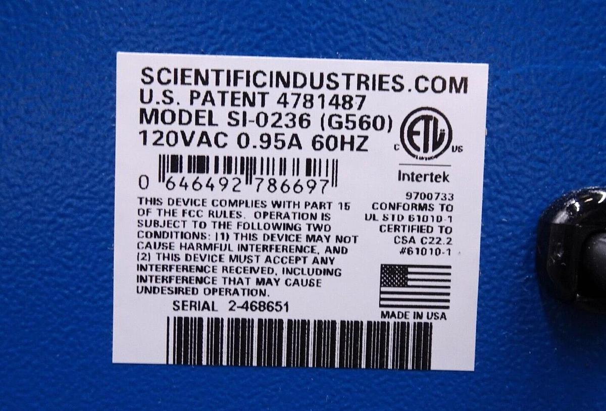 Used Scientific Industries Vortex-Genie 2 SI-0236 Vortex Mixer / Lab Shaker – Excellent Condition