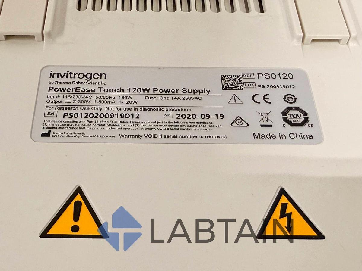 Used Thermo Fisher Invitrogen Mini Gel Tank with Basic Power Supply Touch – PS0120 – 120W – Used