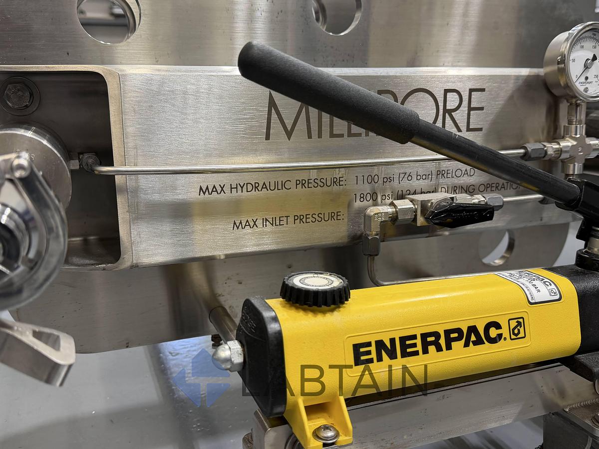 Used Millipore MPODPILOT Pilot Scale Pod Filter Holder w/ Enerpac Pump Used