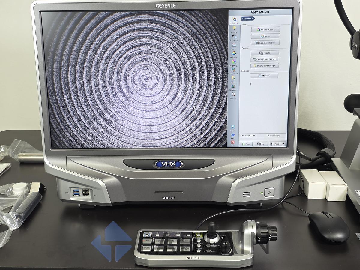 Used Keyence VHX-950F Digital Microscope System — VH-Z100R 100×–1000× Lens, VHX-S90F Motorized Free-Angle Stand (Used)
