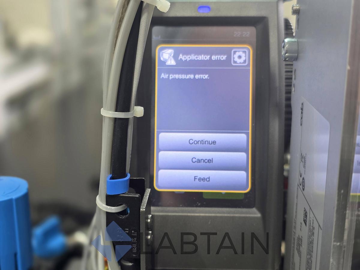 Used CAB SQUIX 4/600P Automated Label Printer System w/ S3200 Pneumatic Applicator Used