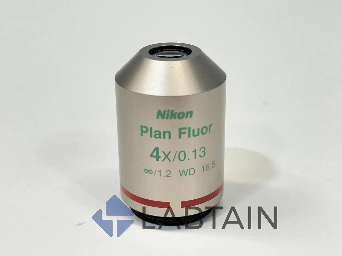 Used Nikon Plan Fluor 4x/0.13 Infinity Objective Lens WD 16.5 - Fluorescence