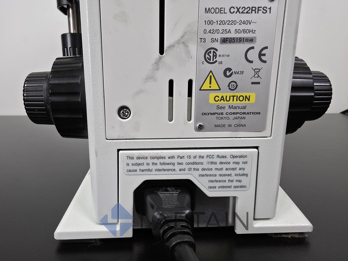 Used Olympus CX22RFS1 Binocular Biological Microscope Halogen Infinity Optics Used