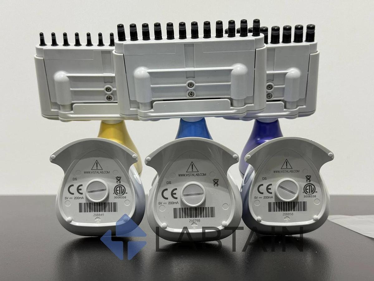 Used VistaLab Ovation M 8-Channel Electronic Pipetts - Models M-50, M-250, M-1250