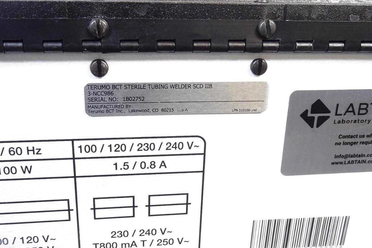 Used Terumo BCT SCD IIB Sterile Tubing Welder (Model 3-NCC986) – S/N 1B-2752 – Mfg. 2021 – Tested
