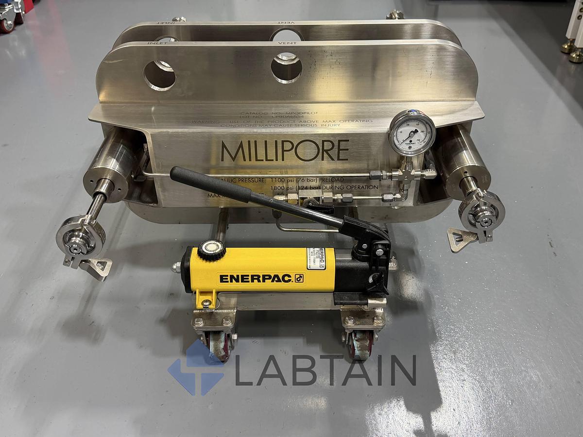 Used Millipore MPODPILOT Pilot Scale Pod Filter Holder w/ Enerpac Pump Used