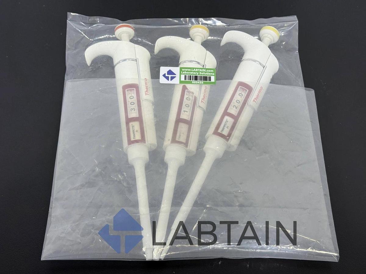 Used Lot of 3 Thermo Scientific Finnpipette F1 Manual Pipettes - Adjustable Volume