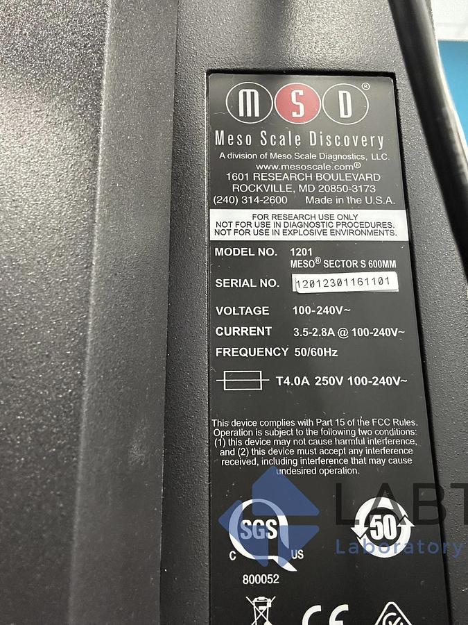 Used Meso Scale Discovery MESO SECTOR S 600MM (Model 1201) 12012301161101 – Great Working Condition – Tested