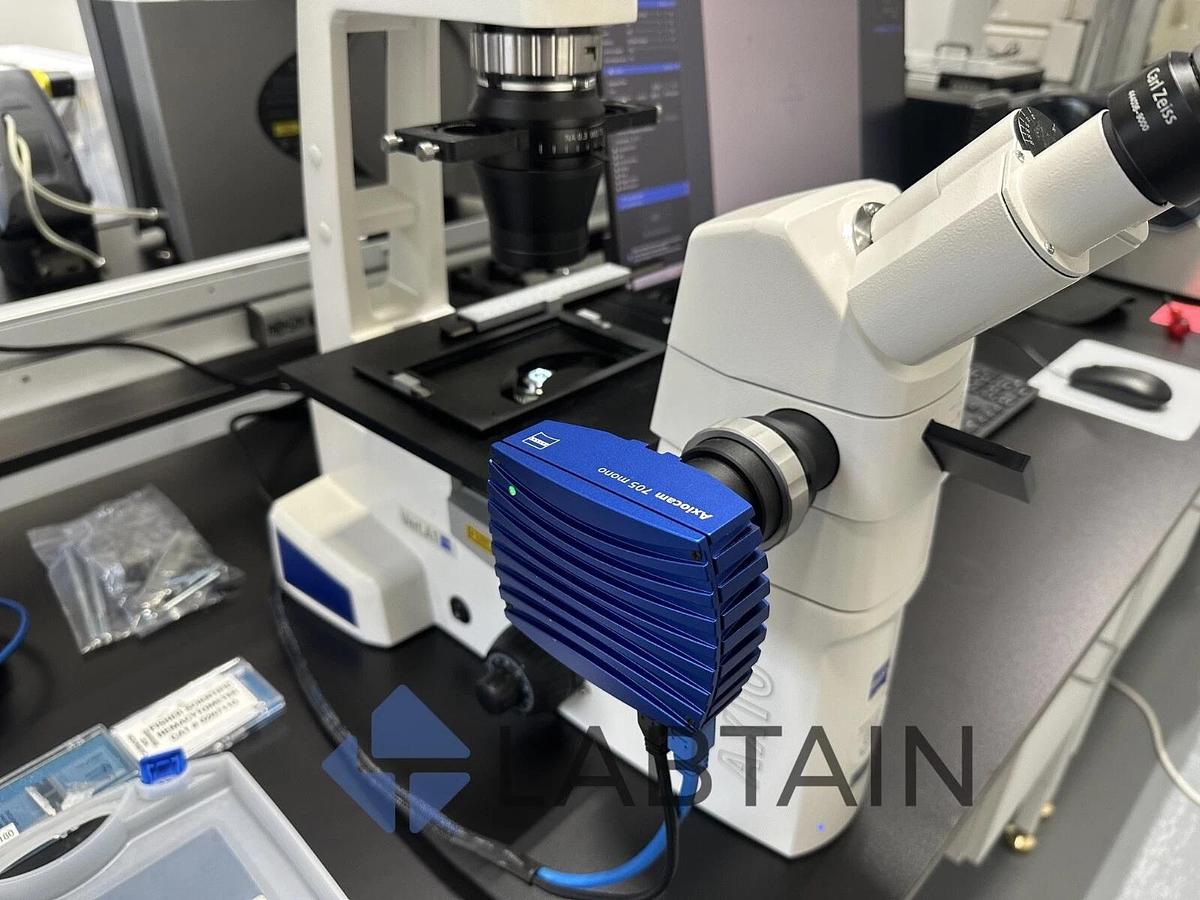 Used Zeiss Axio Vert.A1 Inverted Live Cell Imaging Microscope – LED – Axiocam – Software – TL Bright Light Issue