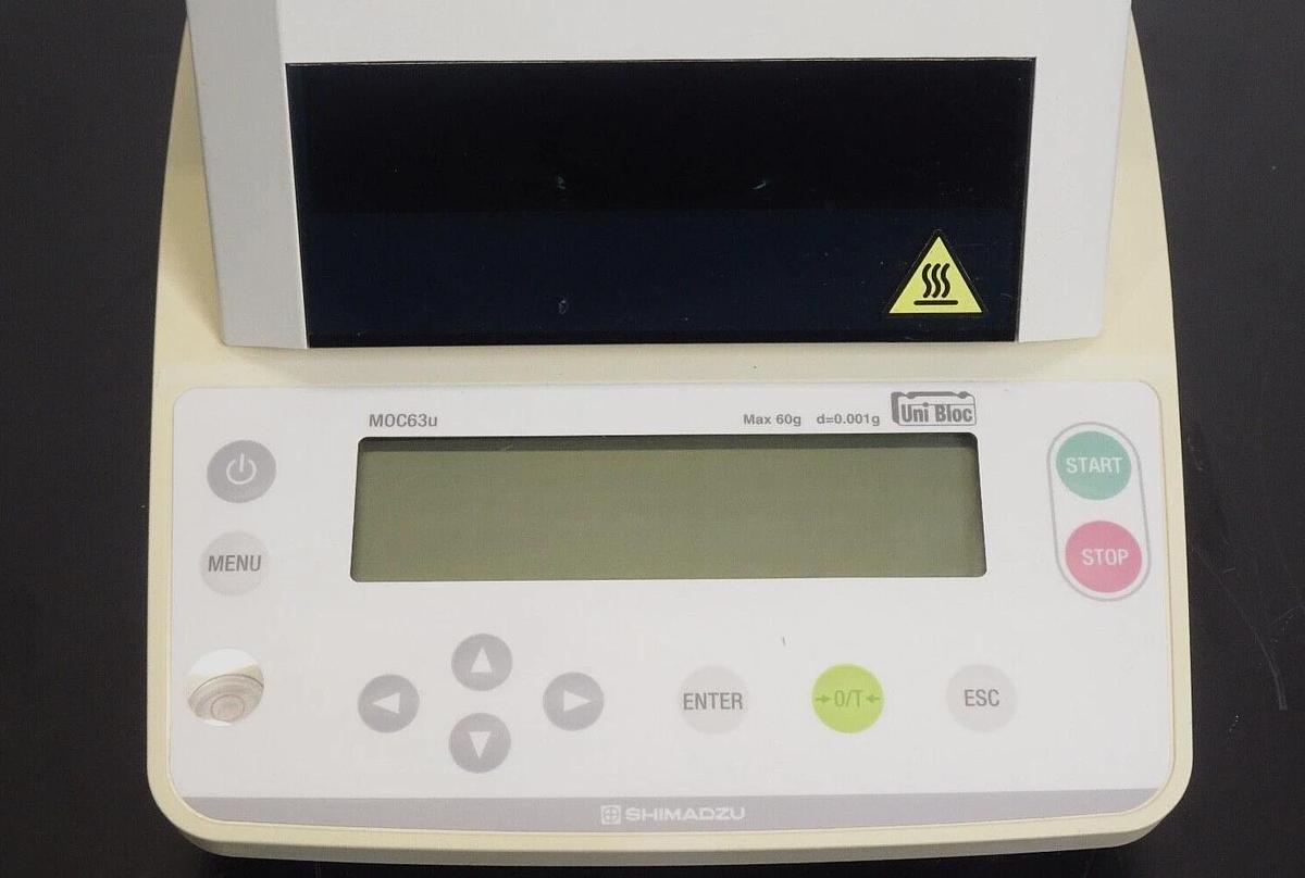 Used Shimadzu MOC63u Moisture Analyzer Balance – 60g x 0.001g – Tested