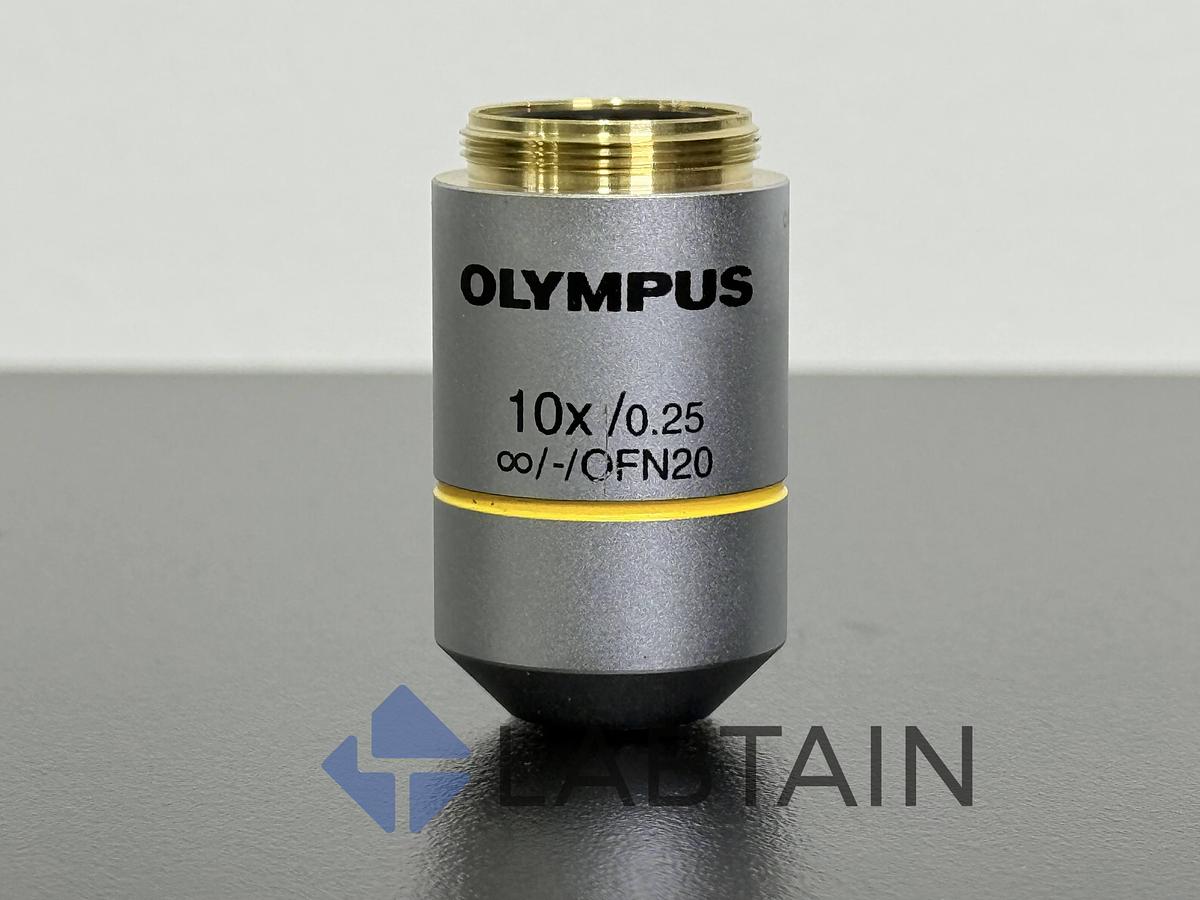 Used Lot of 3 – Olympus Plan Objective – 10x / 0.25 – Flat-Field (OFN20/22) – RMS Thread – Used