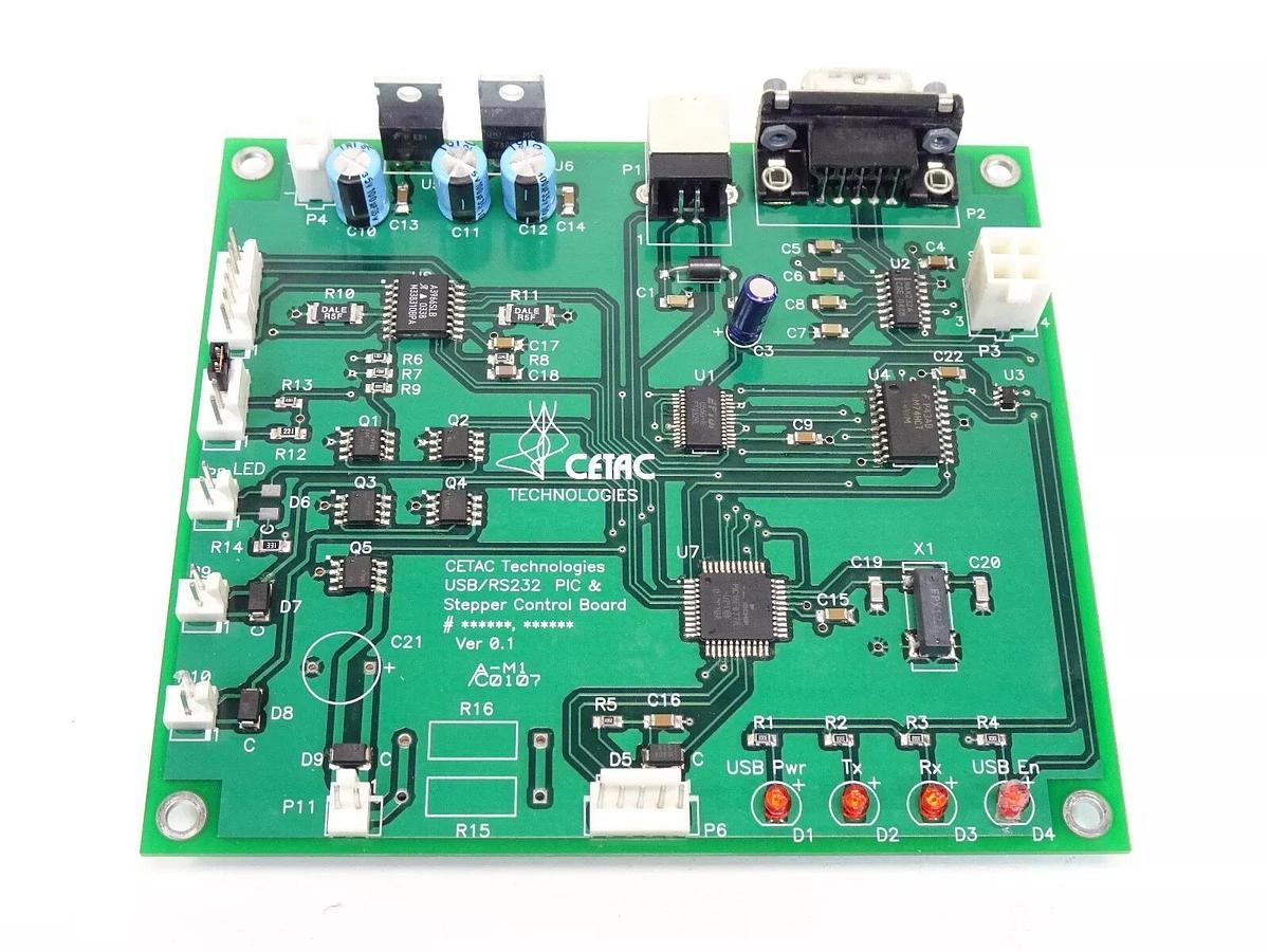 Used Cetac Technologies USB/RS232 PIC & Stepper Control Board