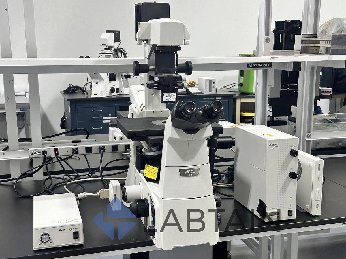 Used Nikon Ti-S/L100 Inverted Research Phase Contrast Microscope w/ 4 Objectives