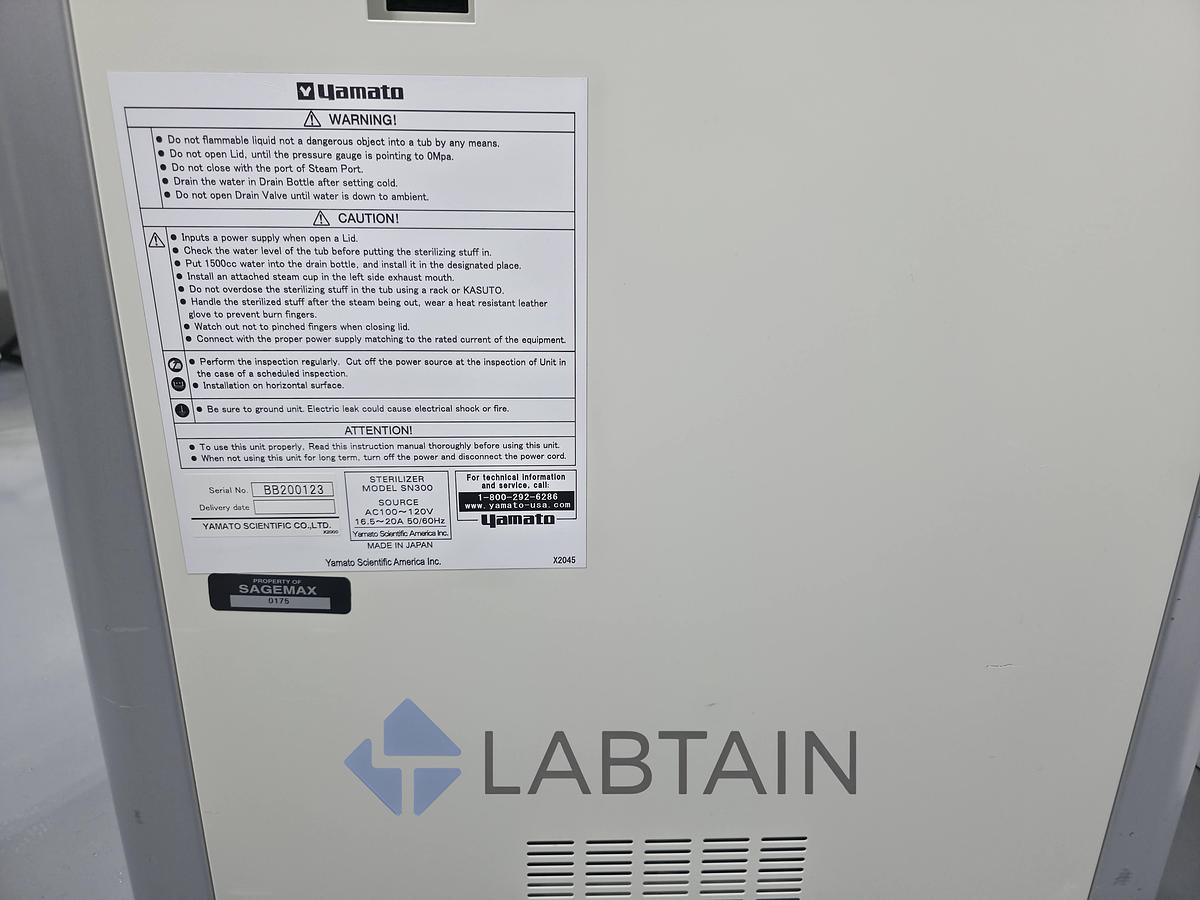 Used Yamato SN300 Top-Loading Laboratory Autoclave (32L) with Stainless Basket - Tested & Working