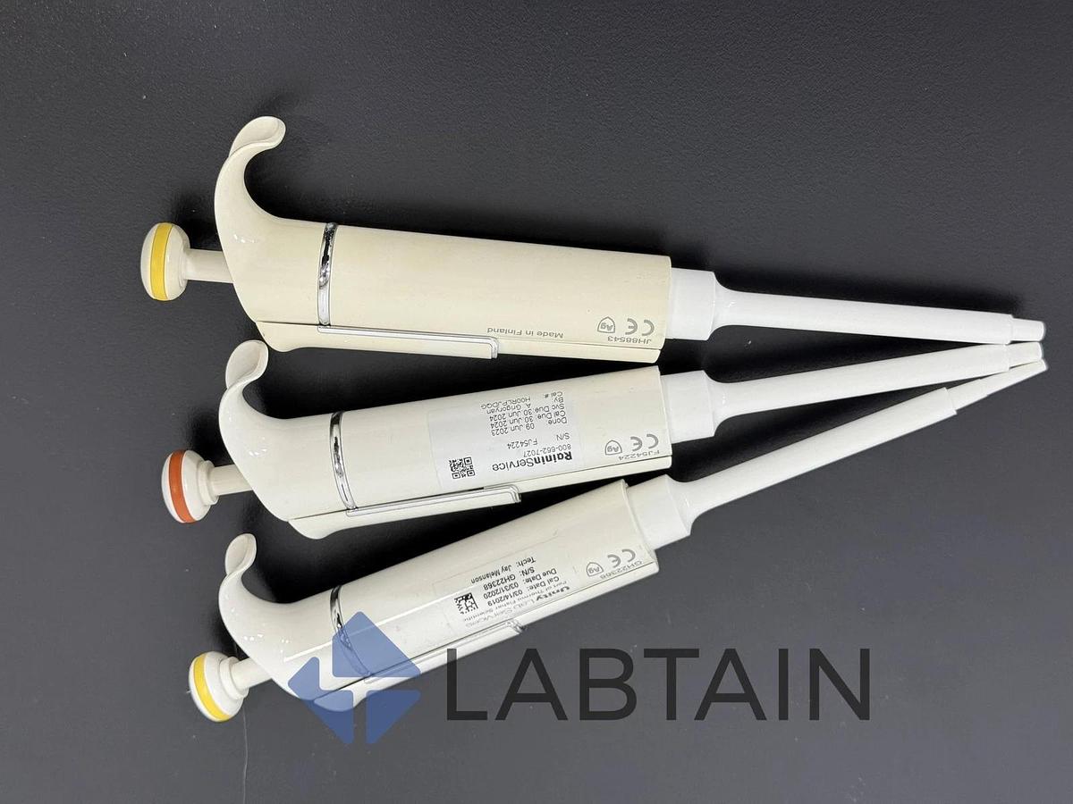 Used x3) Thermo Scientific Finnpipette F1 Manual Pipettes2-20uL | 10-100uL | 30-300uL