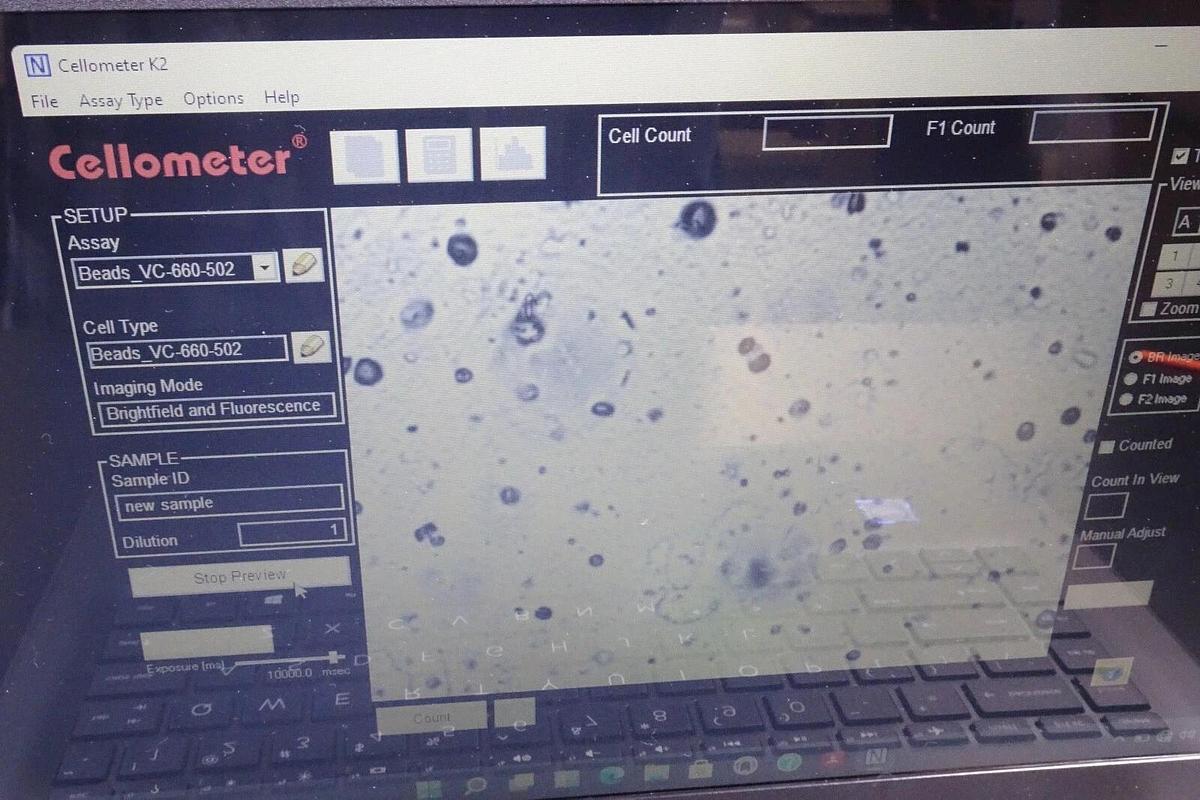 Used Nexcelom Bioscience Cellometer K2 – Fluorescent Viability Cell Counter – Laptop & Software – Tested