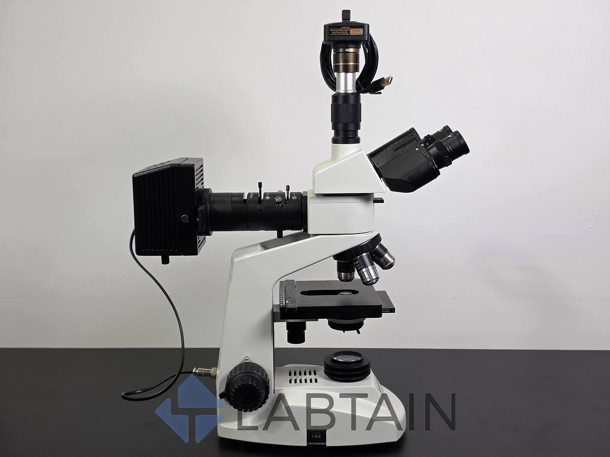 Used AmScope Metallurgical Microscope 50X-500X Trinocular Polarizing w/ 10MP Camera