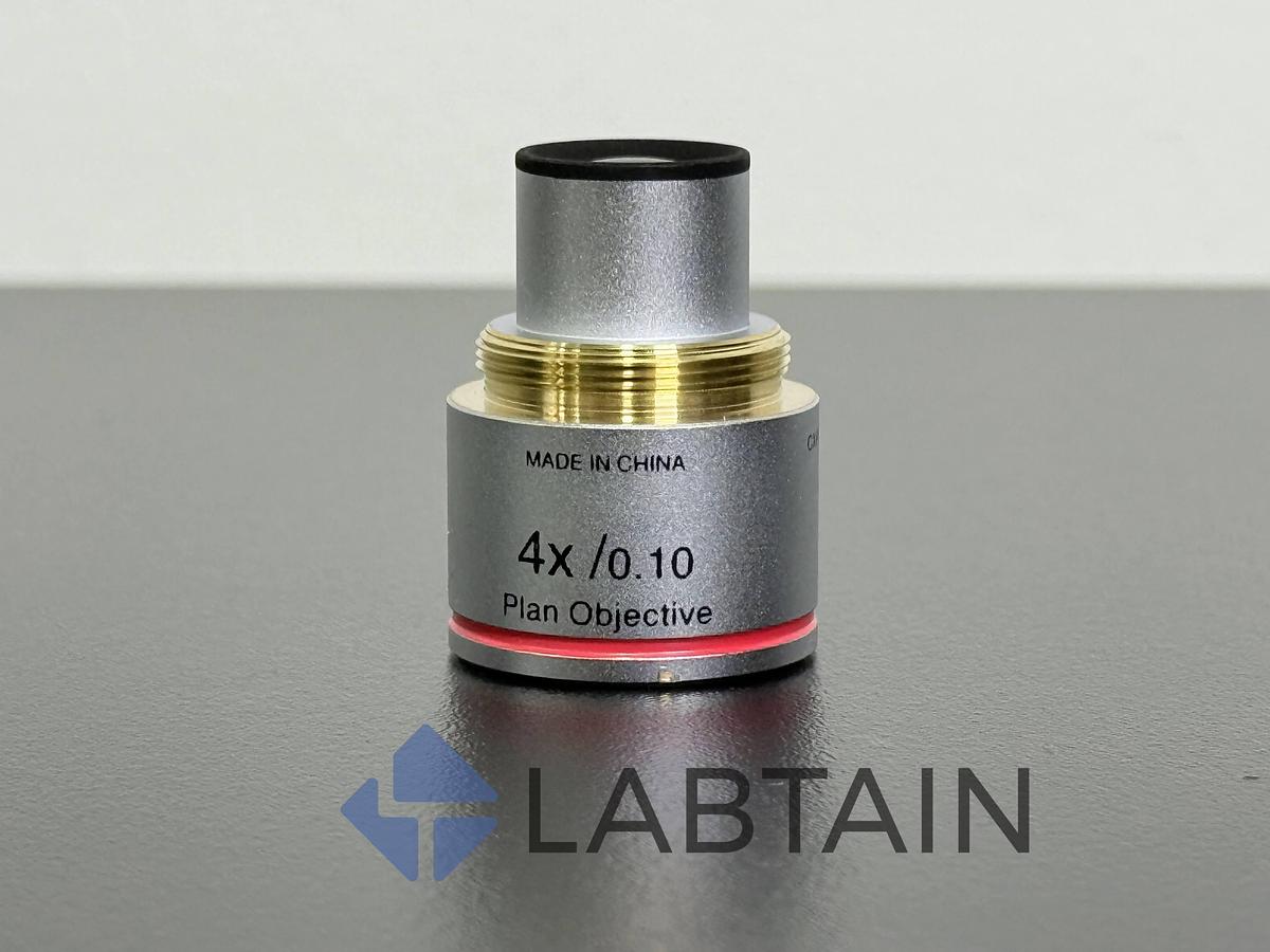 Used Lot of 3 – Olympus Plan Objective – 4x / 0.10 – OFN20 – Red Band – RMS Thread – Used