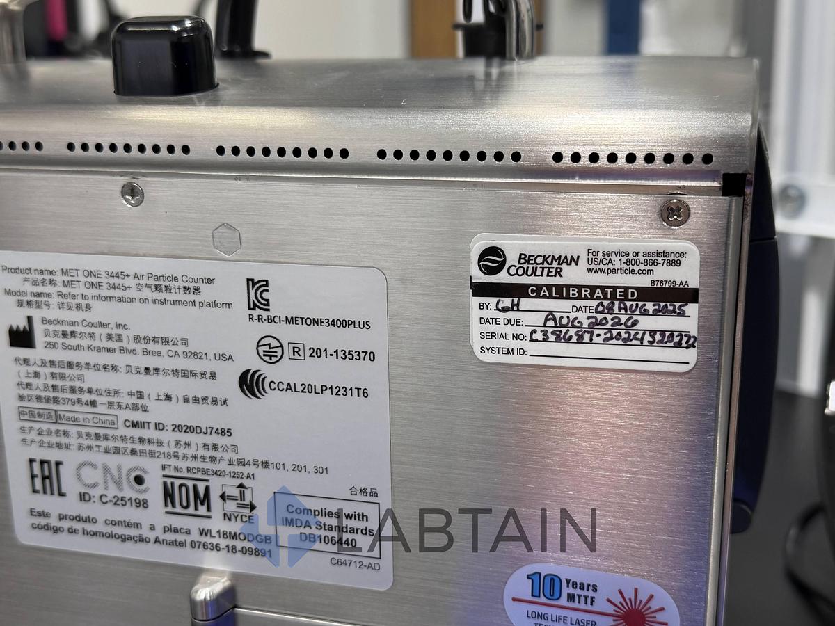 Used Beckman Coulter MET ONE 3445+ Portable Air Particle Counter 100 LPM Used