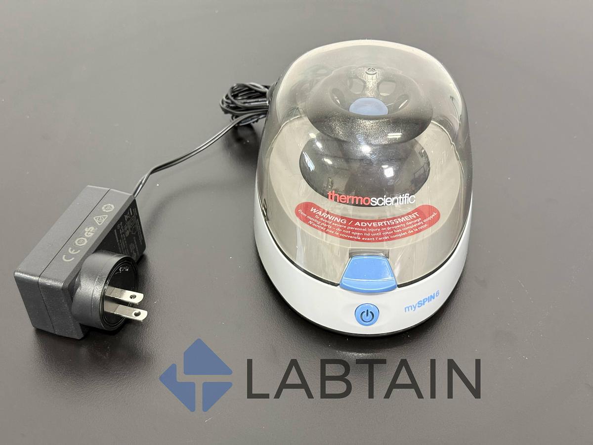 Used Thermo Scientific mySPIN 6 Mini Centrifuge 6000 RPM 75004061 w/ Rotor Used