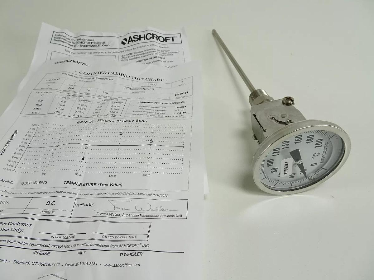 ASHCROFT Bimetal Thermometer with Everyangle Connector 30EI60E090XC4SG