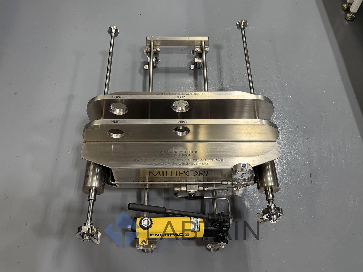 Used Millipore MPODPILOT Pilot Scale Pod Filter Holder w/ Enerpac Pump Used