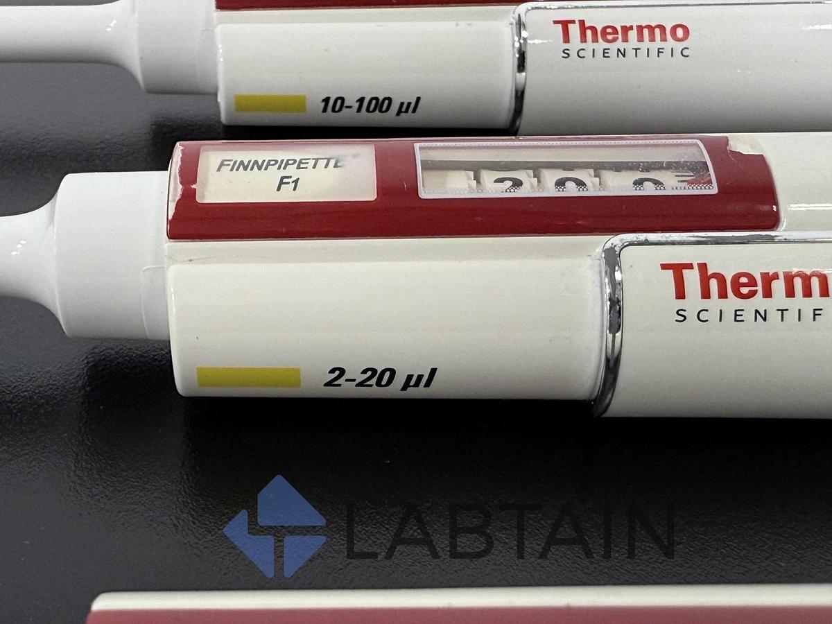 Used Lot of 3 Thermo Scientific Finnpipette F1 Manual Pipettes x2) 2-20uL | 10-100uL