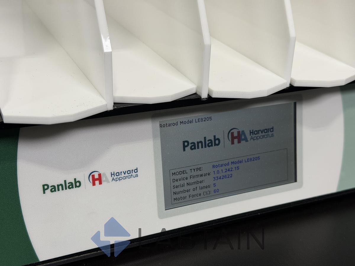 Used PANLAB | HARVARD APPARATUS LE8205 ROTA ROD TOUCH — 5-LANE RODENT ROTAROD WITH CALIBRATION CERTIFICATE