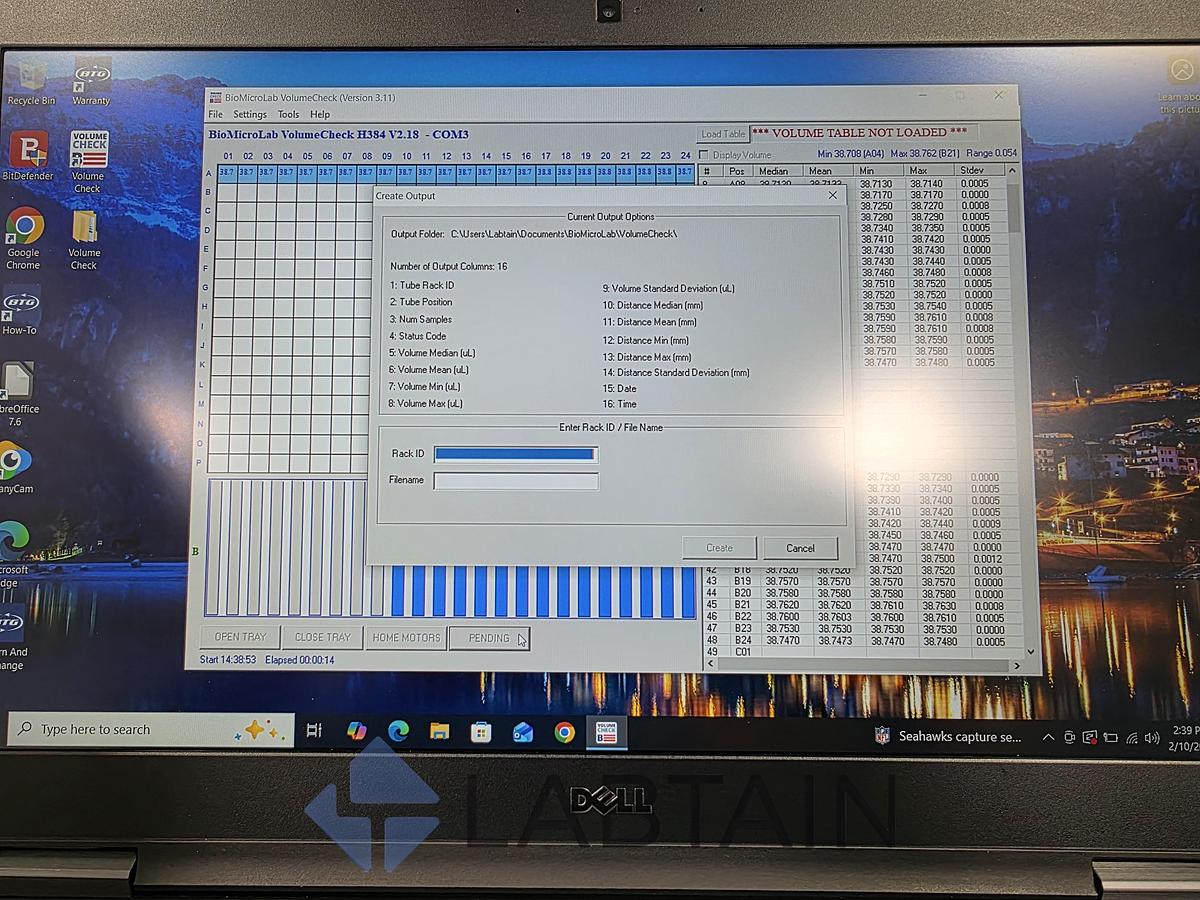 Used BioMicroLab VolumeCheck 384 - Automated Acoustic Volume Verification System with Laptop & Software