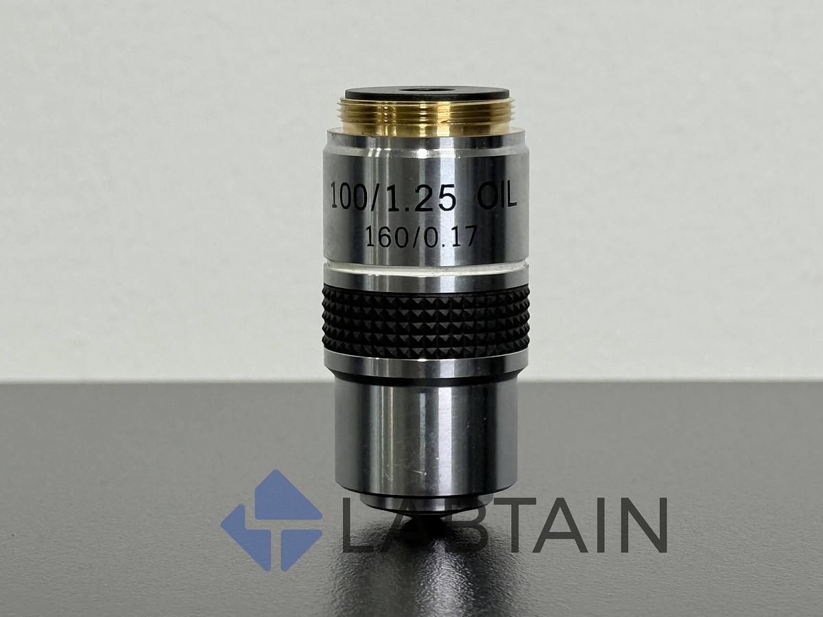 Used Lot of 2 – Achromatic Microscope Objectives – 100x / 1.25 Oil – 160 / 0.17 – RMS Thread – Used
