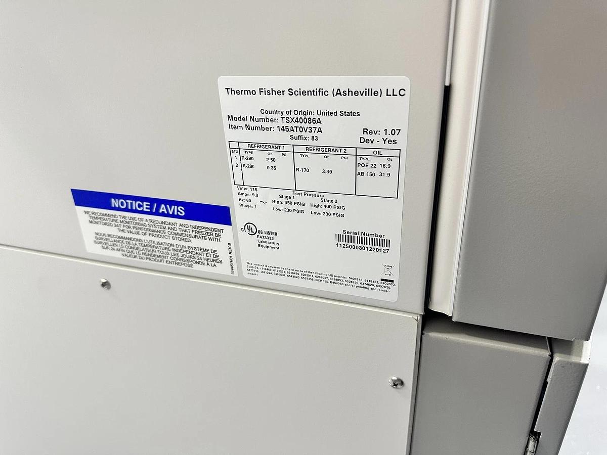 Used Thermo Fisher Scientific TSX40086A Ultra-Low Temperature Freezer – -80°C – 400L – Tested