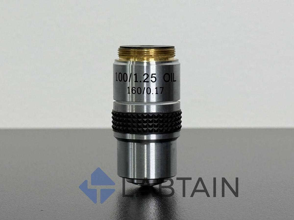 Used Lot of 4 – Plan Microscope Objectives – 100x / 1.25 Oil – 160 / 0.17 – RMS Thread – Used