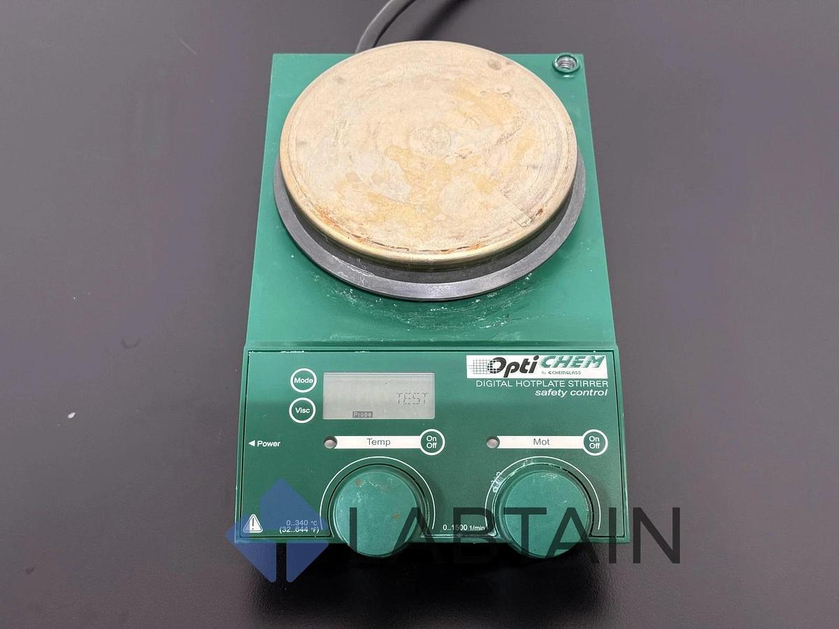 Used Chemglass Optichem Hotplate Stirrer with Safety Control