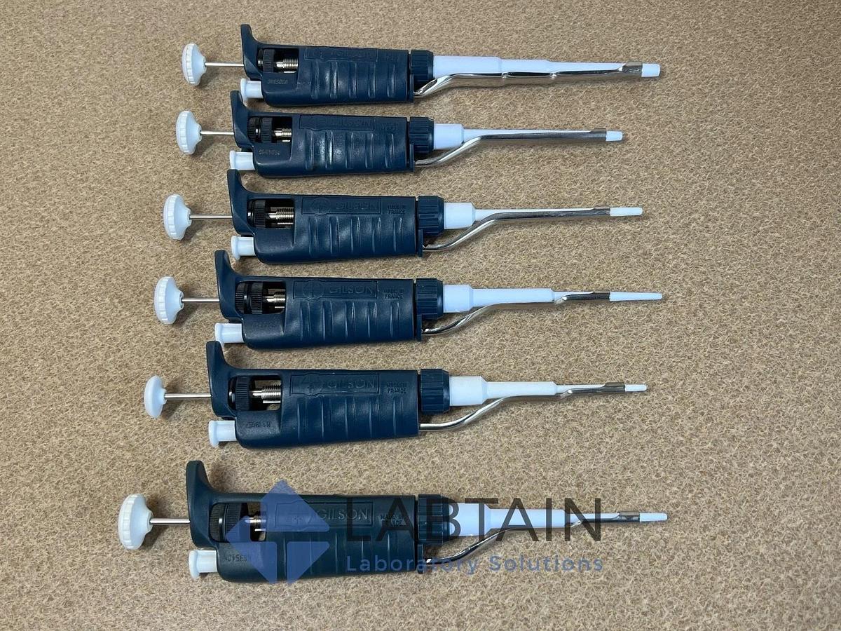 Used 6x] Gilson Pipetman Single Manual Pipette Set P1000, P200, P100, P20, P10, P2