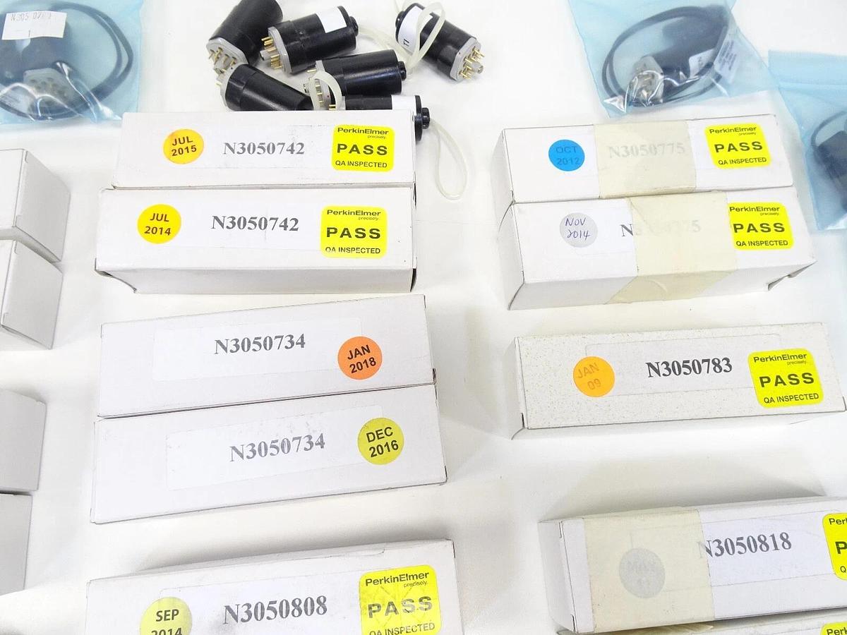 Lot of 44 Perkin Elmer Intensitron Coded Adapters for Lumina HCL – Multiple Part Numbers