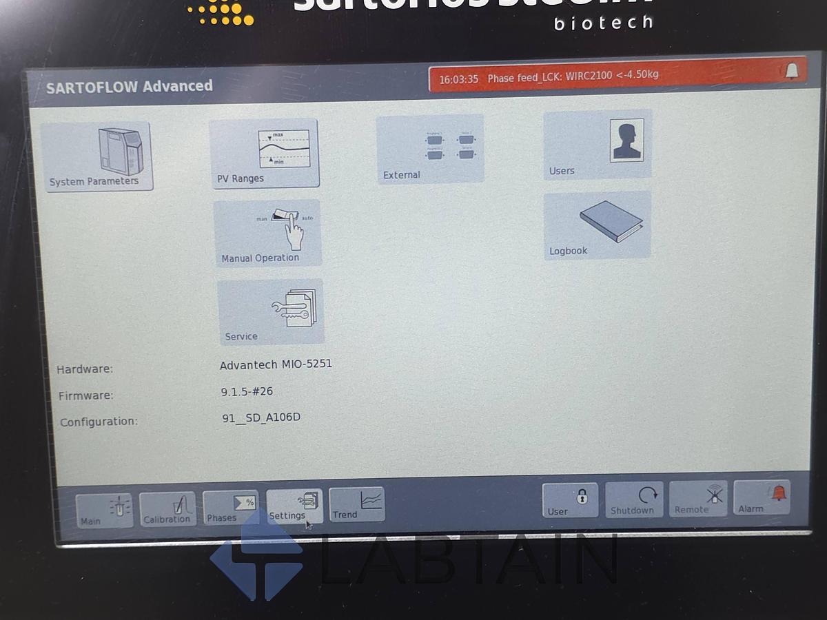 Used Sartorius Stedim SARTOFLOW Advanced Benchtop TFF Crossflow System, 10 L SS Vessel, 0.1–2.1 m², Used/Inspected