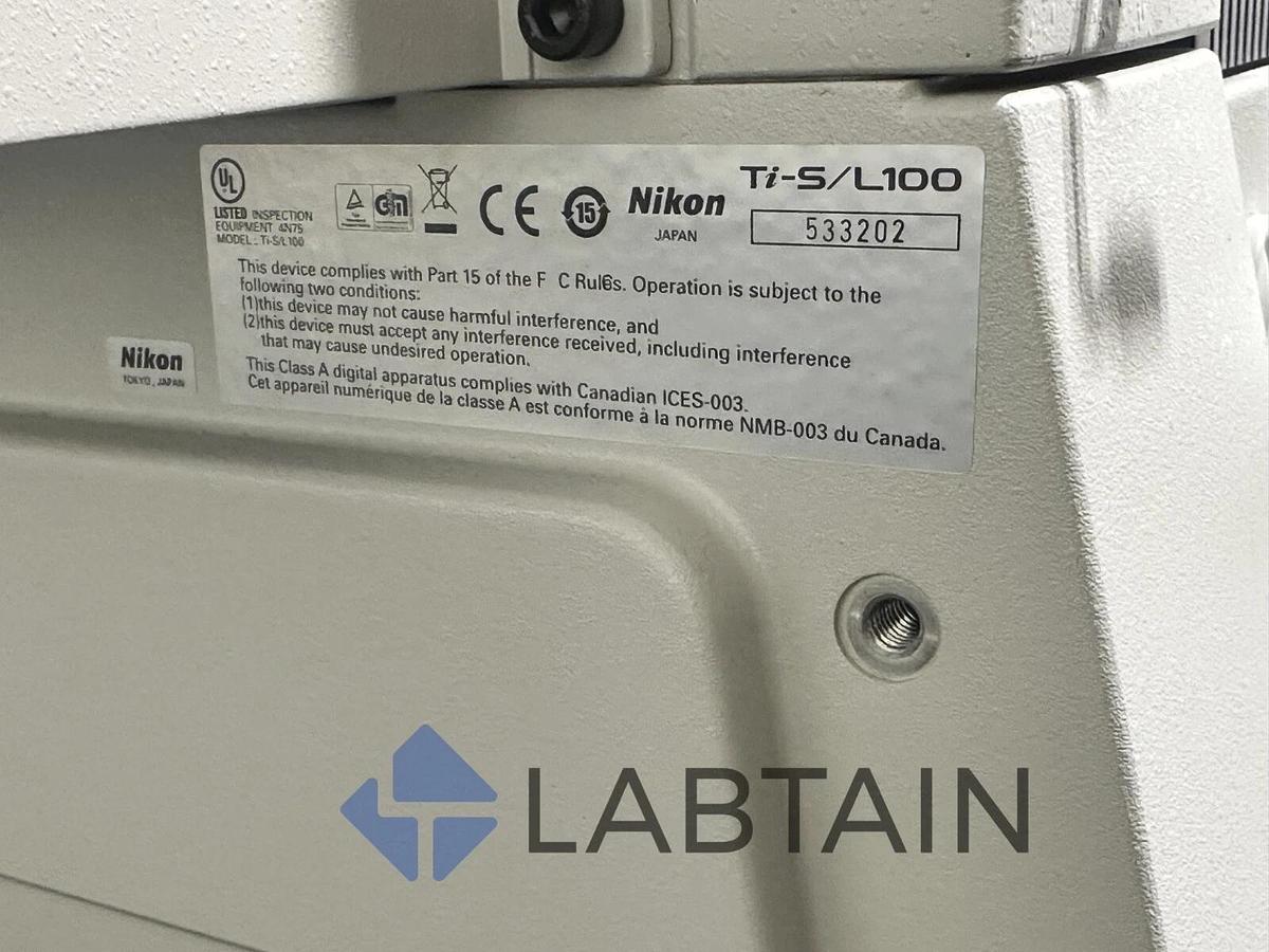 Used Nikon Ti-S/L100 Inverted Research Phase Contrast Microscope – 4 Objectives – Powers On – Good Condition