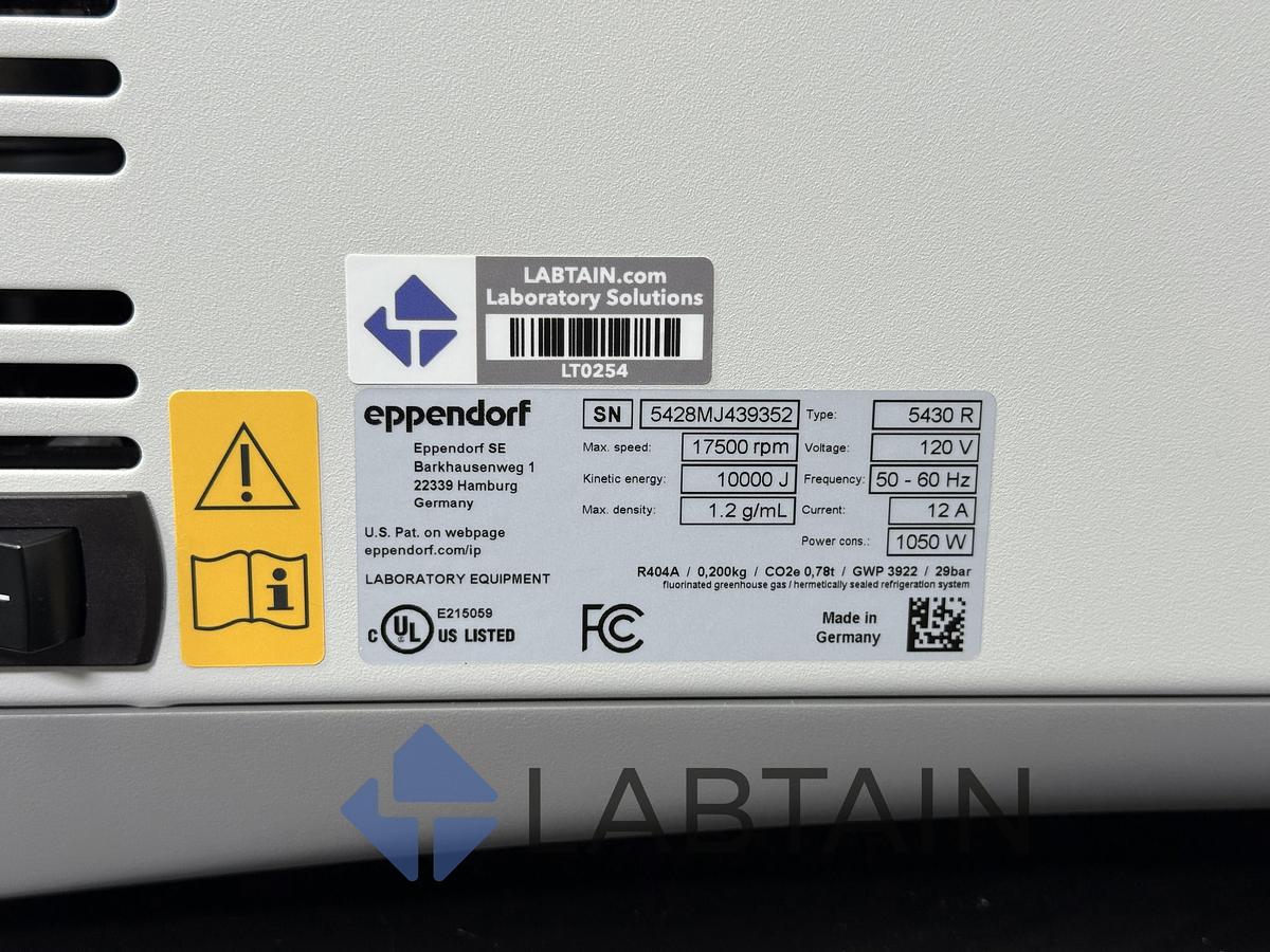 Used Eppendorf 5430 R Refrigerated Centrifuge – S/N 5428MJ439352 – Tested