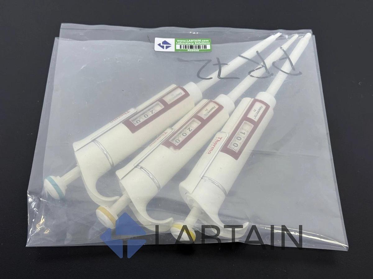 Used Lot of 3 Thermo Scientific Finnpipette F1 Manual Pipettes x2) 2-20uL | 10-100uL