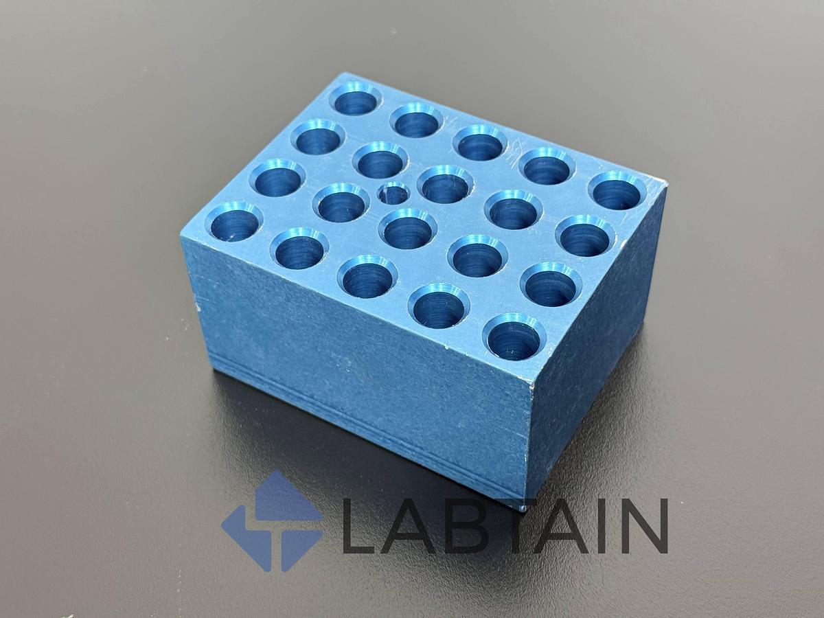 Used Aluminum 20-Place Dry Bath Heating Block – 11 mm ID Holes Blue – Designed for 10 mm Tubes – Used