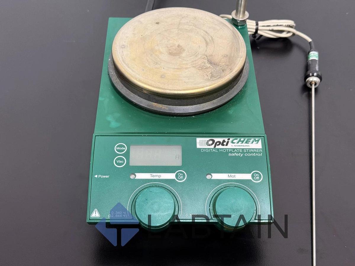 Used Chemglass Optichem Digital Hotplate Stirrer with Safety Control