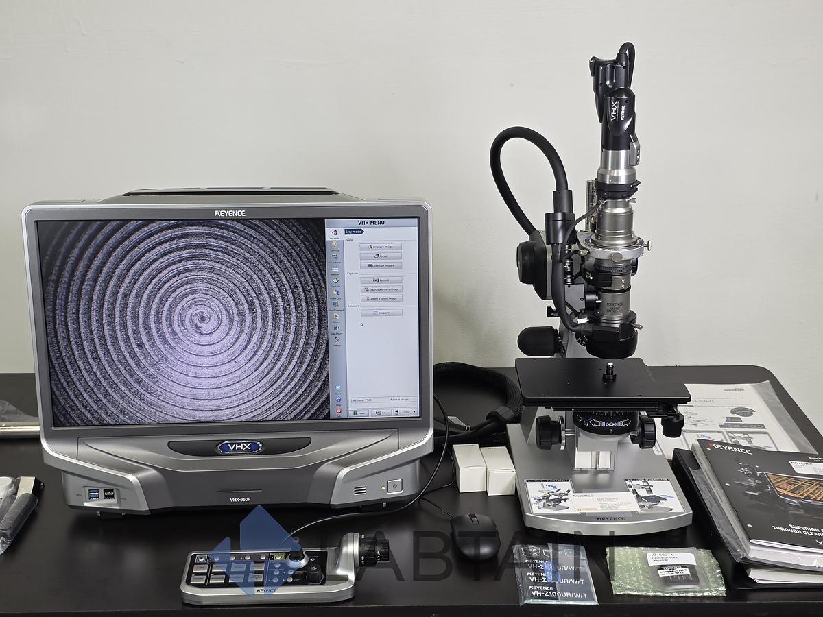 Used Keyence VHX-950F Digital Microscope System — VH-Z100R 100×–1000× Lens, VHX-S90F Motorized Free-Angle Stand (Used)