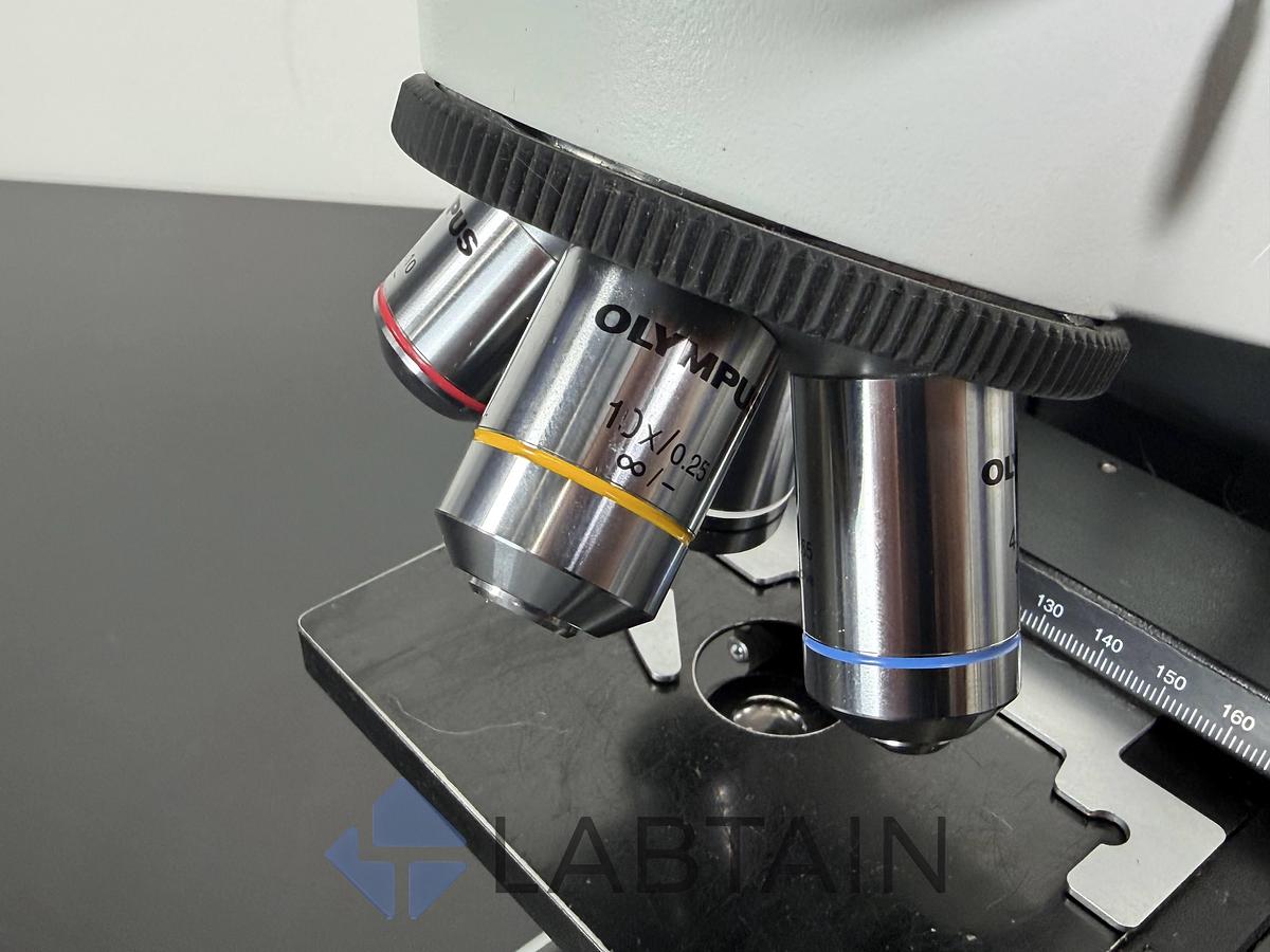 Used Olympus CX21FS1 Binocular Biological Microscope 4X 10X 40X 100X Objectives Used