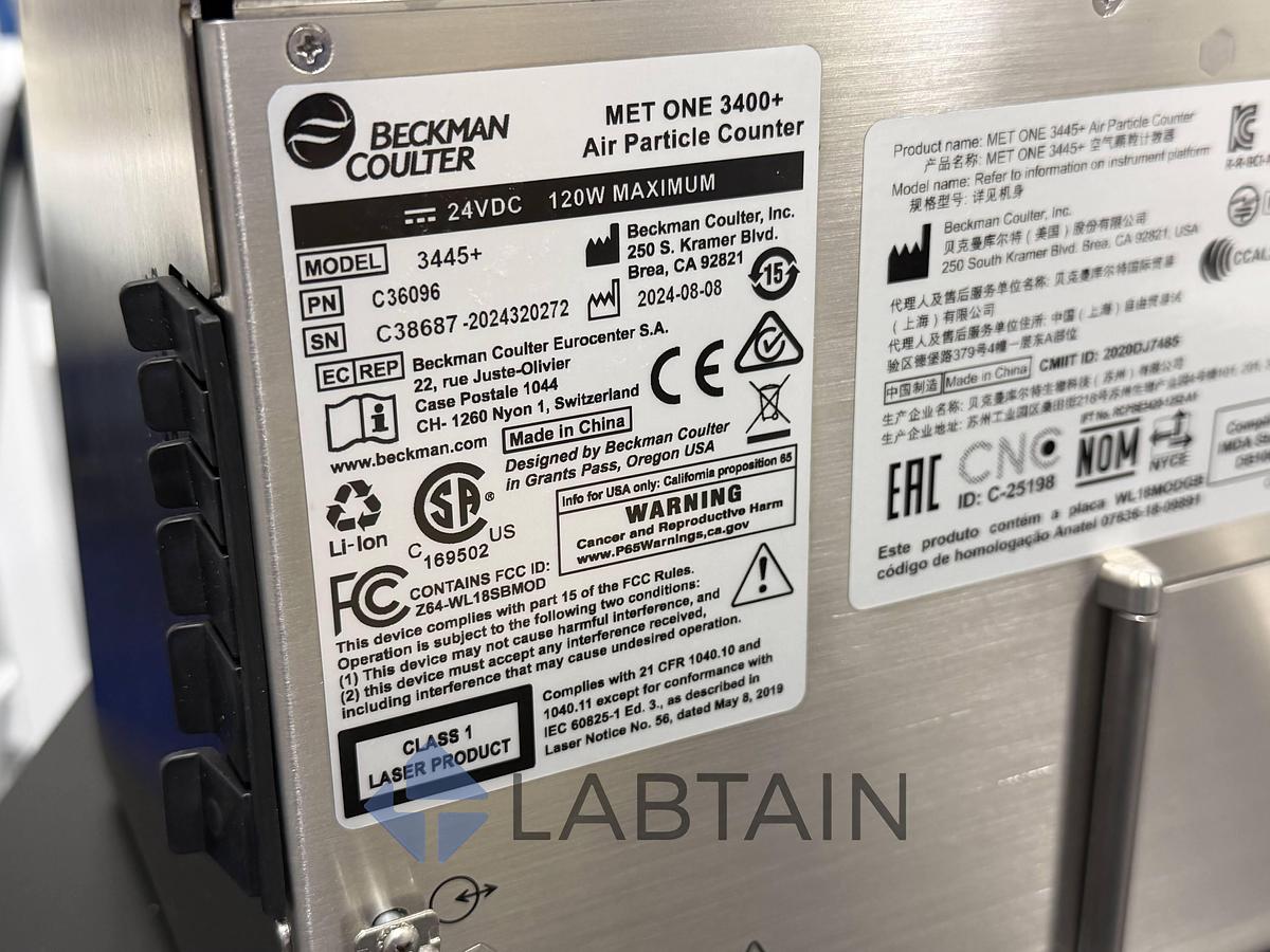 Used Beckman Coulter MET ONE 3445+ Portable Air Particle Counter 100 LPM Used