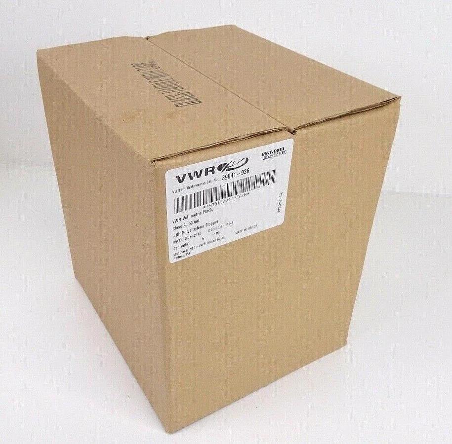 VWR Volumetric Flask, Class A, 500mL w/ Polyethylene Stopper 89041-936 ( 6/pk)