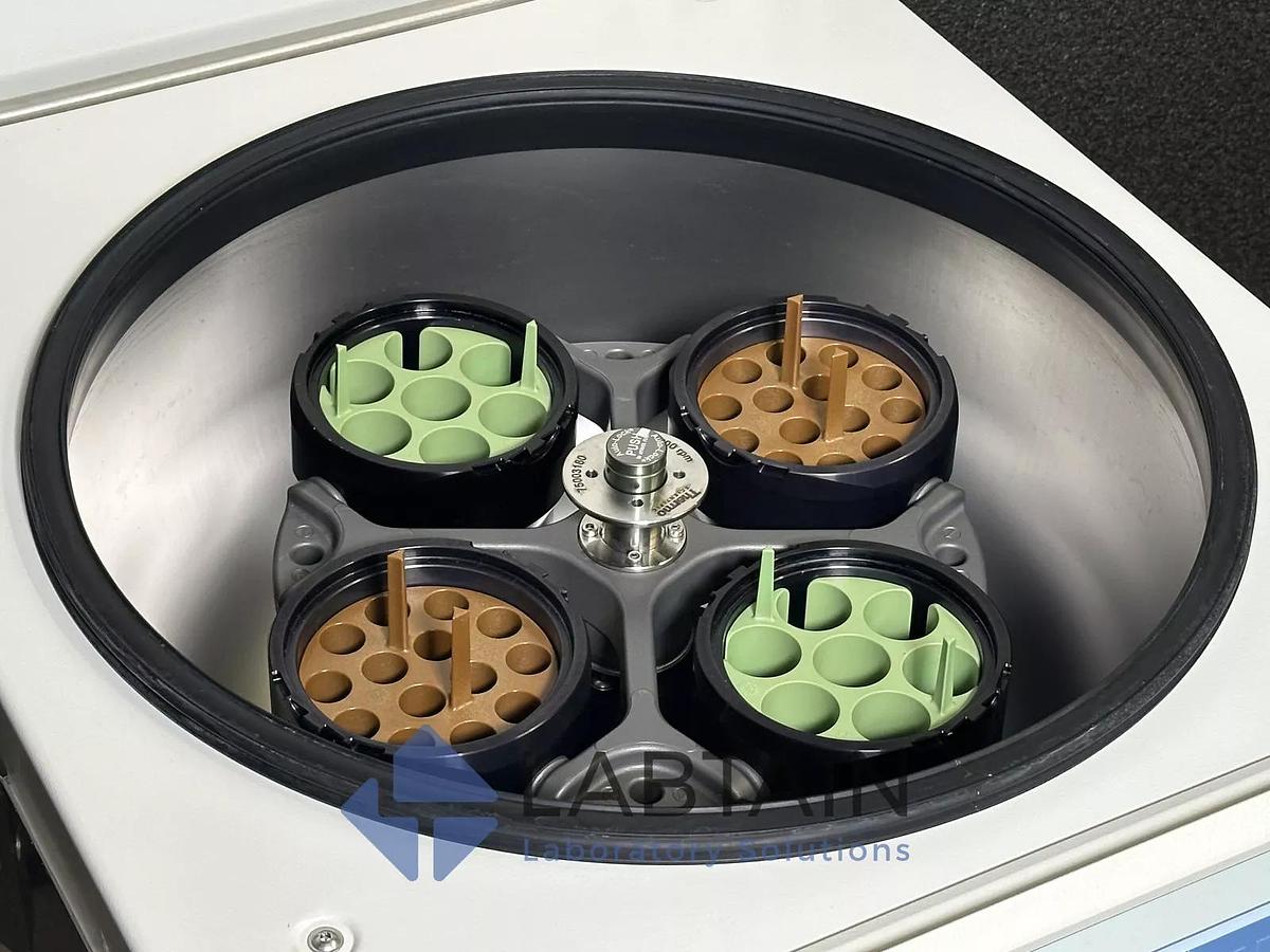 Used Thermo Scientific Heraeus Multifuge X3 FR Refrigerated Centrifuge w/ 75003180 Rotor & Buckets 41994002 – Tested