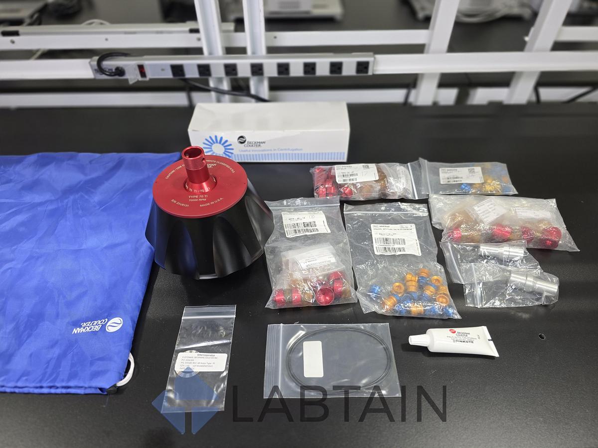 Used Beckman Coulter Type 70 Ti Fixed-Angle Titanium Ultracentrifuge Rotor — 70,000 RPM, 8 × 39 mL, with Lid, OptiSeal/Quick-Seal Spacers & Spinkote (Cat #337922) — Used/Inspected