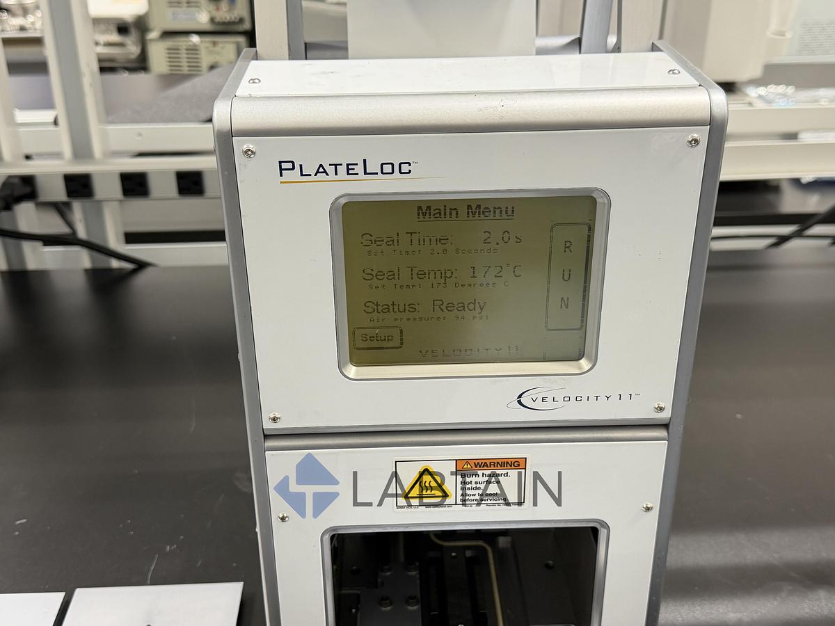 Used Agilent (Velocity11) PlateLoc Thermal Microplate Sealer — 30–200 °C, with Seal Roll Holder & 4 Metal Pad Inserts, Used