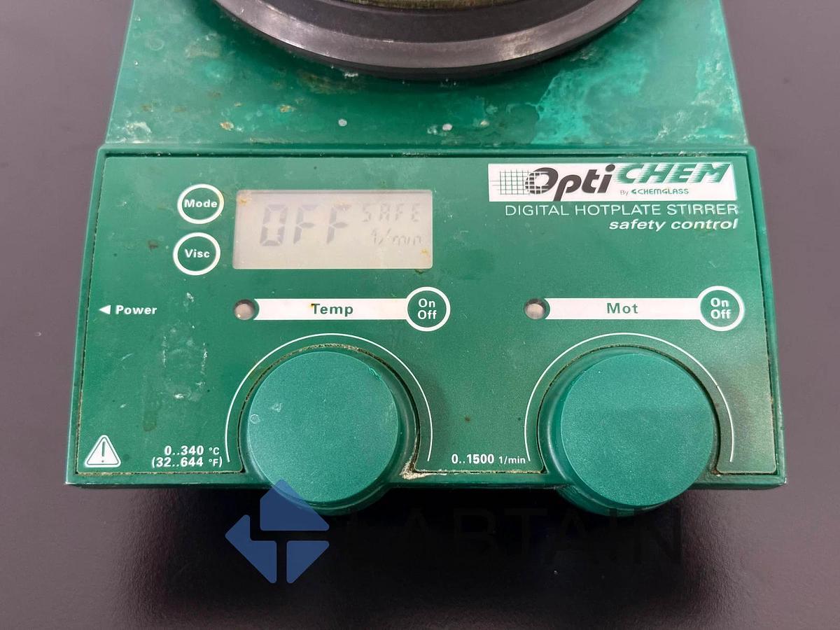 Used Chemglass Optichem Hotplate Stirrer with Safety Control